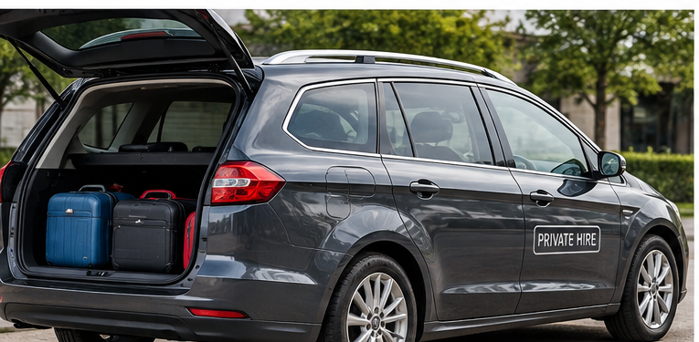 Estate private hire car with luggage