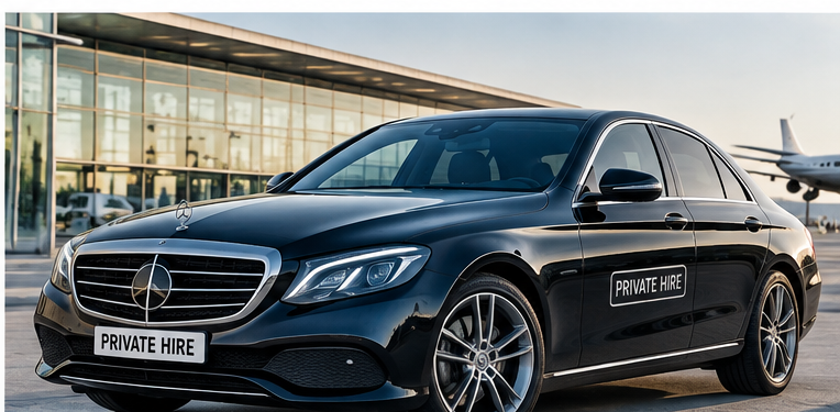 Executive Mercedes private hire car at the airport